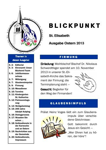 Gemeindebrief "Blickpunkt" - Katholische Pfarrgemeinde St. Elisabeth