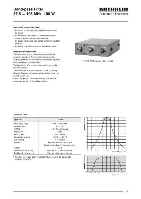 Druckschrift 99810560, Combiners and Filters for FM ... - Kathrein