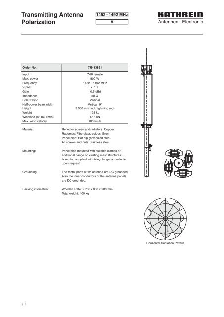 Druckschrift 99811574, Professional Broadcast Antennas - Kathrein