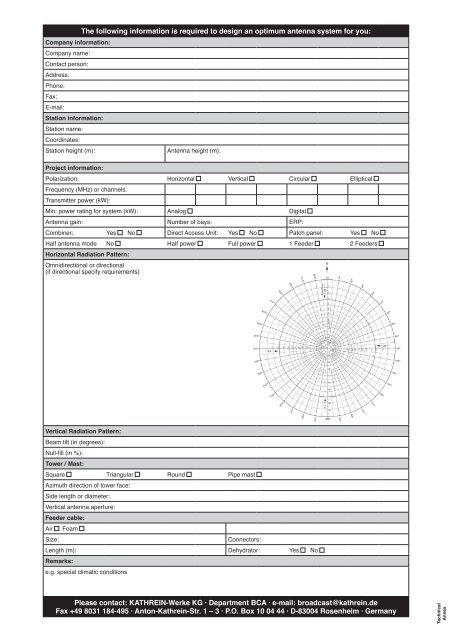 Druckschrift 99811574, Professional Broadcast Antennas - Kathrein