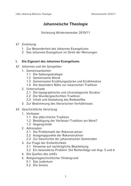 Johanneische Theologie Lmu - 