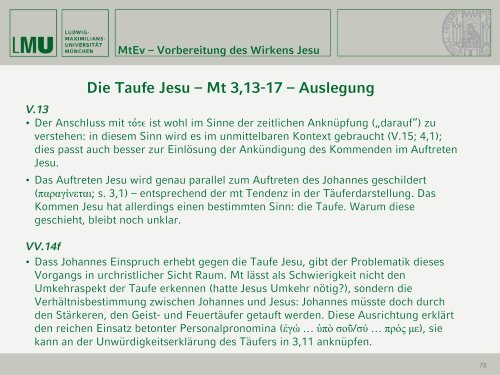 MtEv – Vorbereitung des Wirkens Jesu