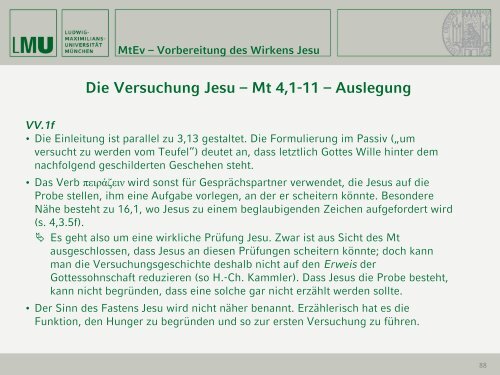 MtEv – Vorbereitung des Wirkens Jesu