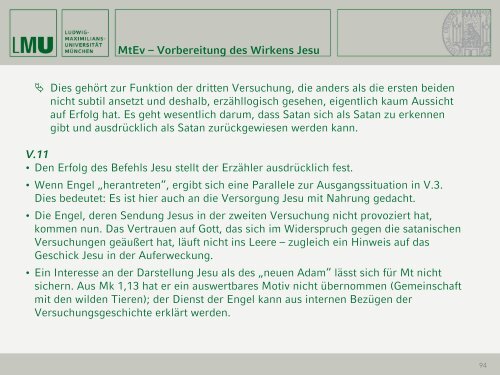 MtEv – Vorbereitung des Wirkens Jesu