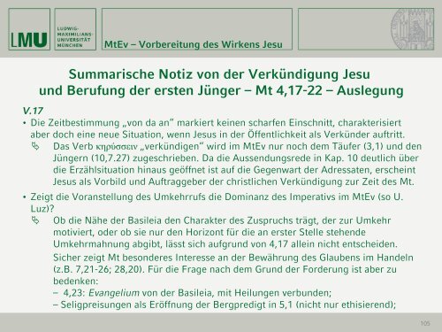 MtEv – Vorbereitung des Wirkens Jesu