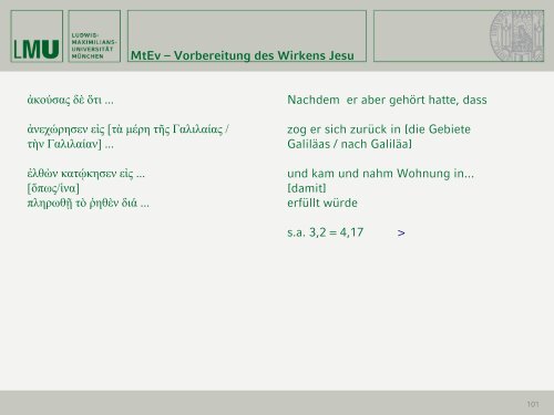 MtEv – Vorbereitung des Wirkens Jesu