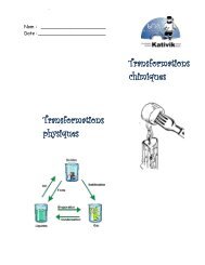 Transformations physiques Transformations chimiques