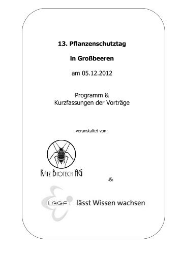 13. Pflanzenschutztag in Großbeeren am 05.12 ... - Katz Biotech AG