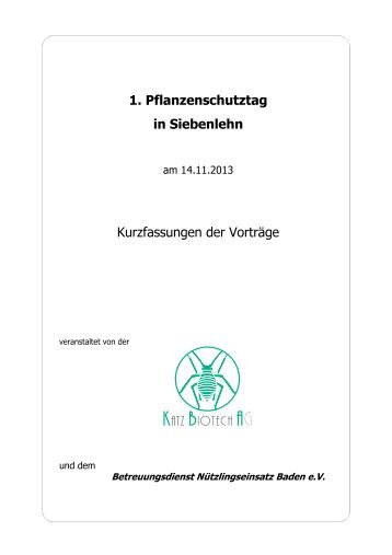 Tagungsmappe Pflanzenschutztag in Siebenlehn ... - Katz Biotech AG