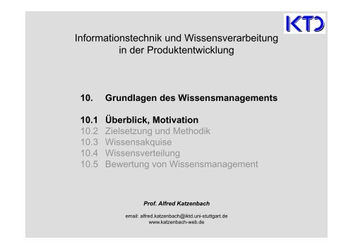 10. Grundlagen des Wissensmanagement - von Alfred Katzenbach