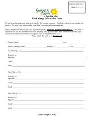 Food Allergy Information Form - Katz JCC