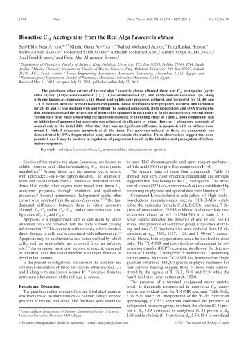 Bioactive C 15 Acetogenins from the Red Alga Laurencia obtusa