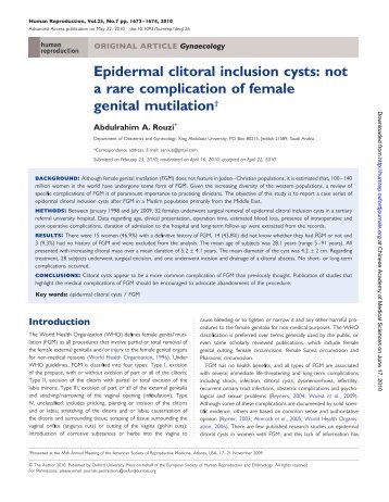 Epidermal clitoral inclusion cysts: not a rare complication of female ...