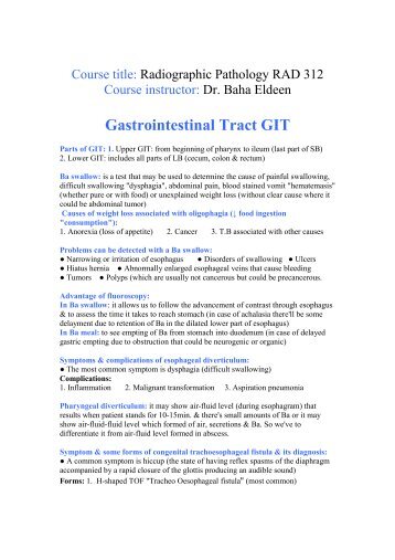 Gastrointestinal Tract GIT