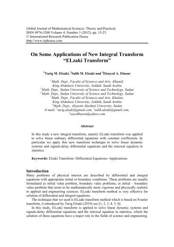 On Some Applications of New Integral Transform âELzaki Transformâ