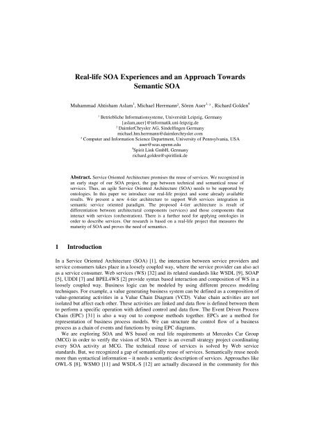 Real-life SOA Experiences and an Approach Towards Semantic SOA