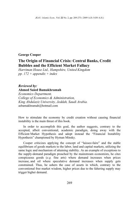 The Origin of Financial Crisis: Central Banks, Credit Bubbles and the ...