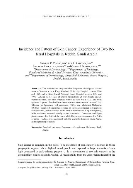 Incidence and Pattern of Skin Cancer: Experience of