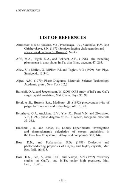 List Of Refernces
