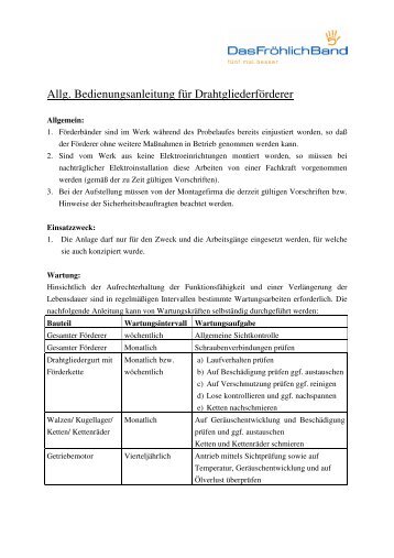 Bedienungsanleitung Drahtgliederförderer (pdf)