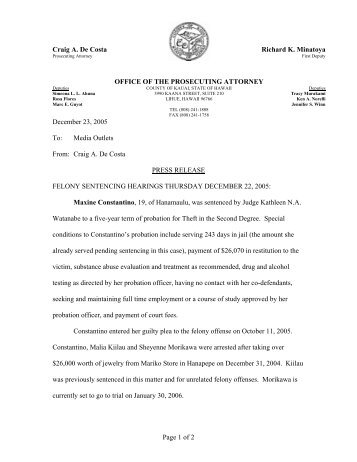 Press Release-December 22-Sentencing.pdf - County of Kauai