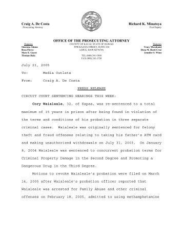 Press Release-July 21-Sentencing.pdf - County of Kauai