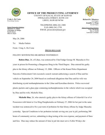 Felony Sentencing-May 25, 2006.pdf - County of Kauai