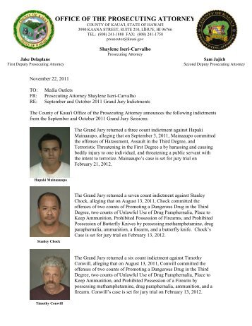 September and October 2011 Grand Jury ... - County of Kauai