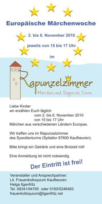 Flyer zur Veranstaltung âEuropÃ¤ische MÃ¤rchenwocheâ