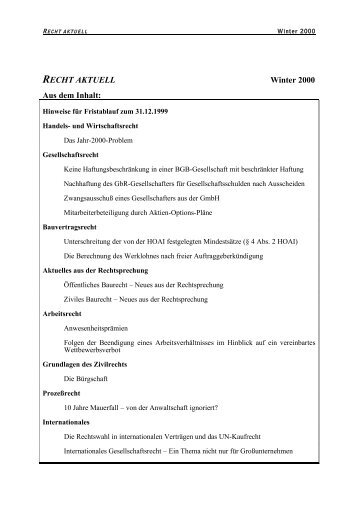 RECHT AKTUELL - Kaufmann Lutz Rechtsanwaltsgesellschaft mbH