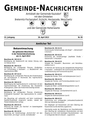 Kirchliche Nachrichten - Gemeinde Kaulsdorf(Saale)