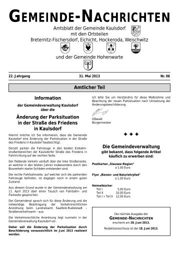 GNK 06/13 aktuell (Page 1) - Gemeinde Kaulsdorf(Saale)