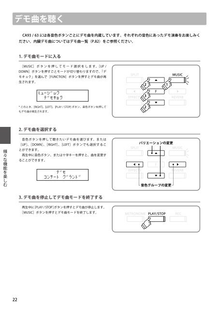 カワイデジタルピアノ CA93 / CA63 取扱説明書