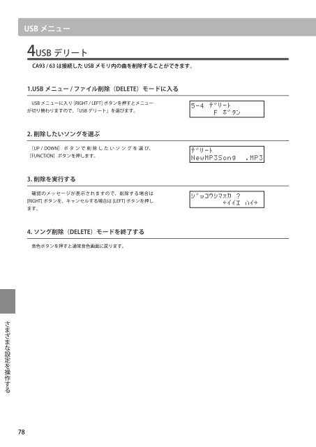 カワイデジタルピアノ CA93 / CA63 取扱説明書