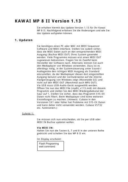 KAWAI MP 8 II Version 1.13