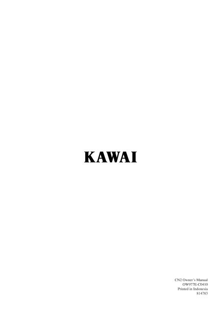 Digital Piano - Kawai Technical Support