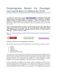 Polypropylene Market For Passenger Cars worth $46,112 Million By 2018