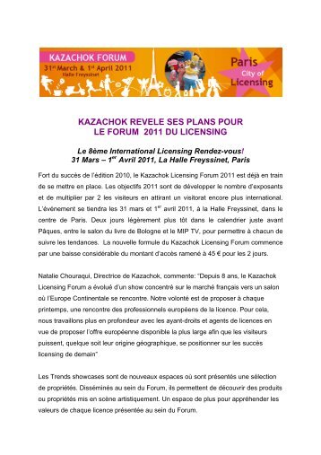 kazachok revele ses plans pour le forum 2011 du licensing