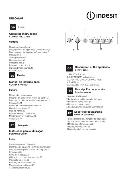 Manual de instruÃ§Ãµes - Indesit