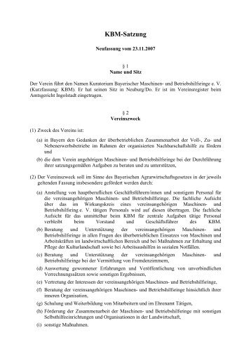 KBM-Satzung - Kuratorium Bayerischer Maschinen
