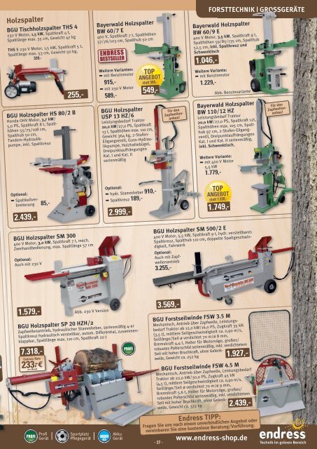 Endress Garten-/Forstgeräte Katalog 2014