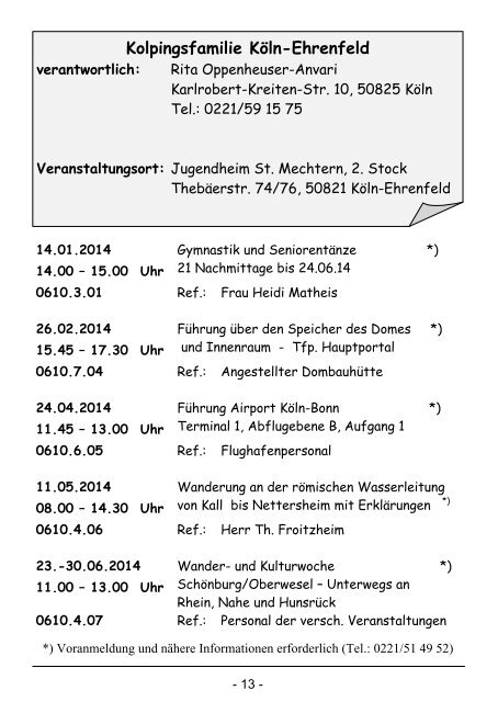 Programm 1. Halbjahr 2014 - Kolping-Bildungswerk ...