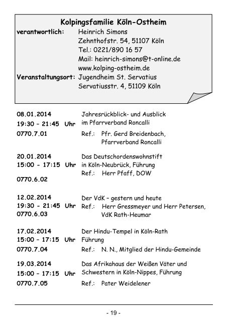 Programm 1. Halbjahr 2014 - Kolping-Bildungswerk ...