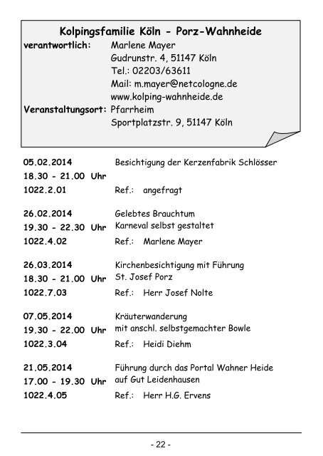 Programm 1. Halbjahr 2014 - Kolping-Bildungswerk ...