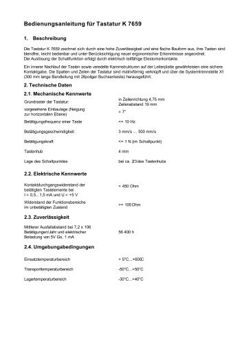 Bedienungsanleitung fÃ¼r Tastatur K 7659 - Robotron Net