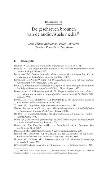 De geschreven bronnen van de audiovisuele media (1) - Koninklijke ...