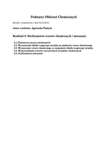 Stechiometria wzorów chemicznych