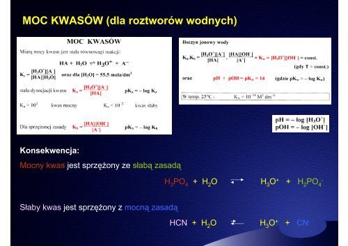 KWASY I ZASADY - Katedra Chemii Nieorganicznej