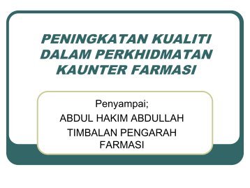 peningkatan kualiti dalam perkhidmatan kaunter farmasi