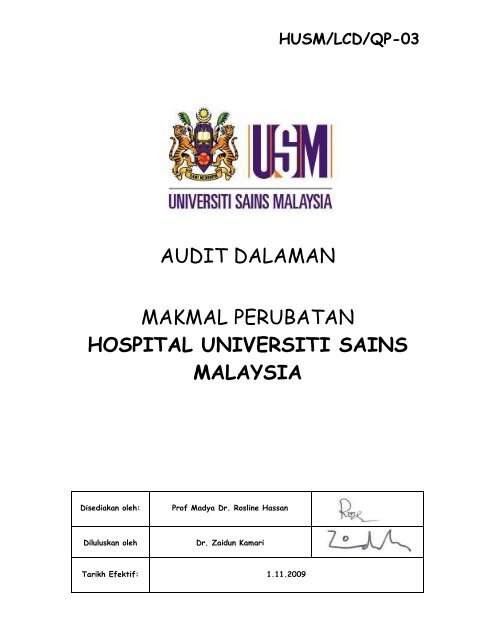 audit dalaman makmal perubatan hospital universiti sains malaysia